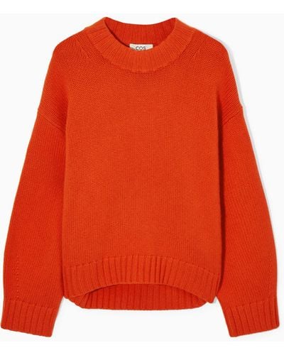 COS Chunky Pure Cashmere Crew-neck Sweater - Orange