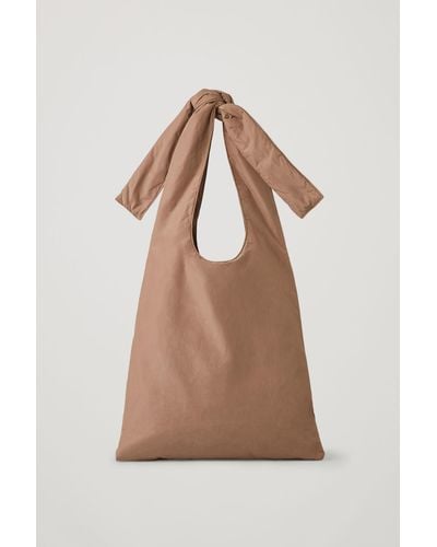 COS Knotted Strap Fabric Shopper - Natural