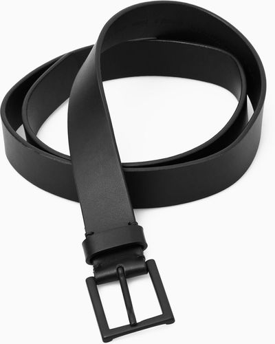 COS Matte Tonal Leather Belt - Black