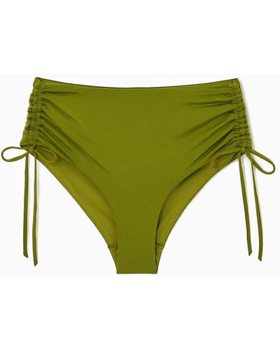 COS Geraffte Bikinihose Mit Hohem Bund - Grün