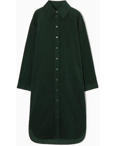 COS Corduroy Midi Shirt Dress - Green