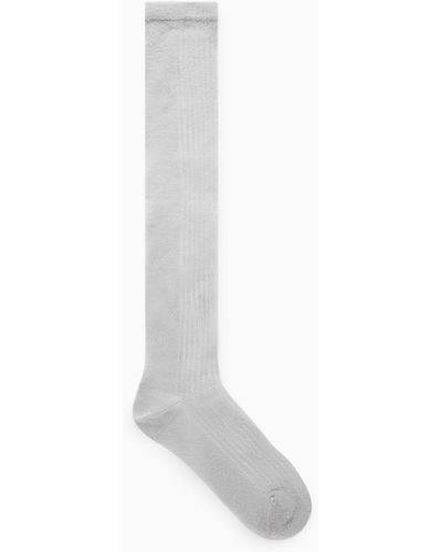 COS Sheer Metallic Knee-high Socks - White