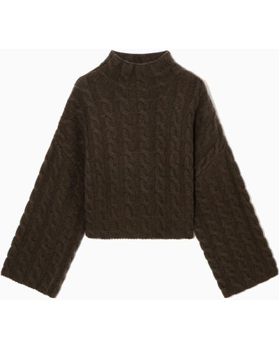 COS Cable-knit Turtleneck Jumper - Brown