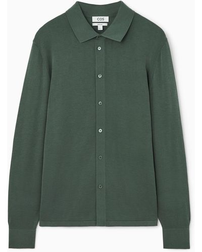 COS Knitted Silk-blend Overshirt - Green