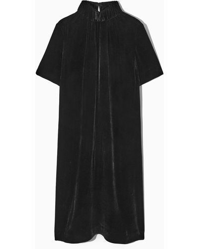 COS Velvet High-neck Dress - Black