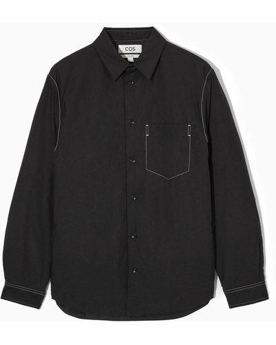 COS Contrast-stitch Padded Overshirt - Black