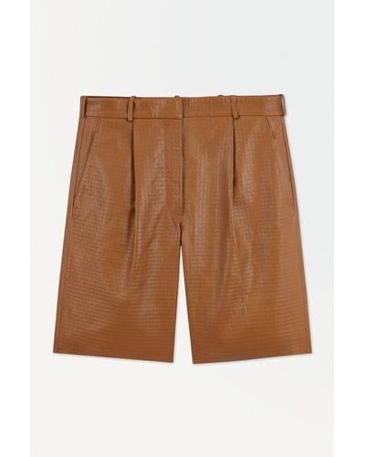 COS The Embossed-leather Bermuda Shorts - Brown