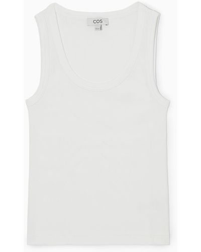 COS Scoop-neck Ribbed Tank Top - White