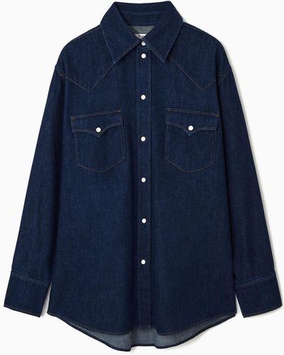 COS Oversized Denim Western Shirt - Blue