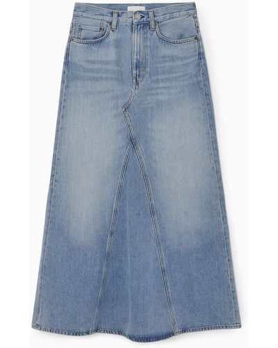 COS Panelled Denim Maxi Skirt - Blue