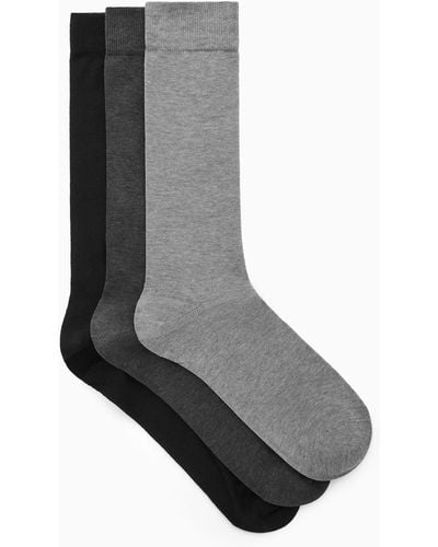 COS 3-pack Mercerised Cotton Socks - Gray