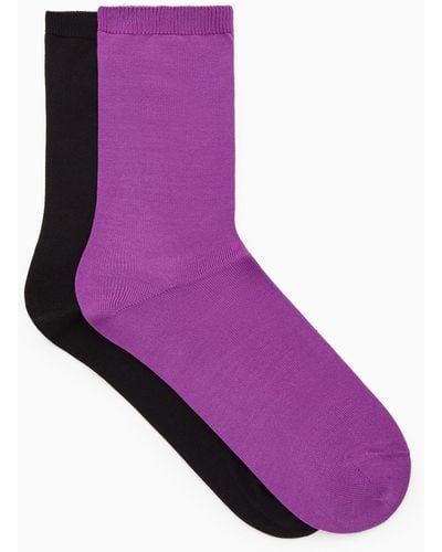 COS 2-pack Mercerised Cotton Socks - Purple
