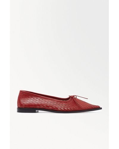 COS The Perforated Leather Ballet Flats - Red
