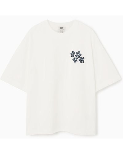 COS Oversized Embroidered T-shirt - White