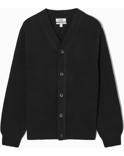 COS V-neck Wool-blend Cardigan - Black