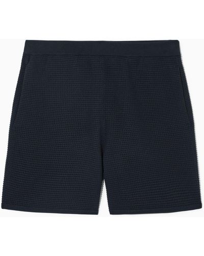 COS Waffle-knit Shorts - Blue