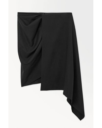 COS The Asymmetric Draped Mini Skirt - Black