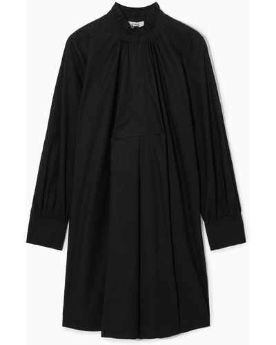 COS Ruffled-collar Mini Shirt Dress - Black