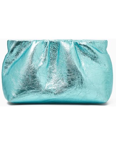 COS Gathered Clutch - Leather - Blue