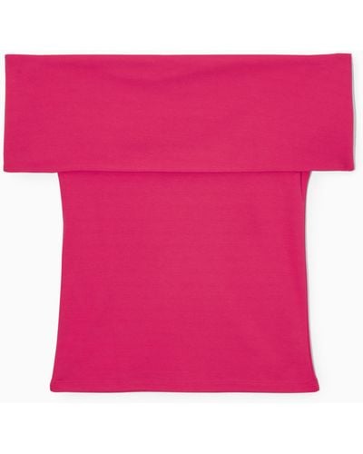 COS Off-the-shoulder Jersey Top - Pink