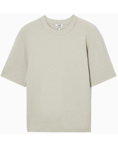 COS Bouclé-knit T-shirt - White