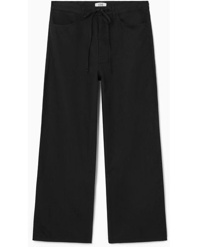 COS Wide-leg Drawstring Pants - Black