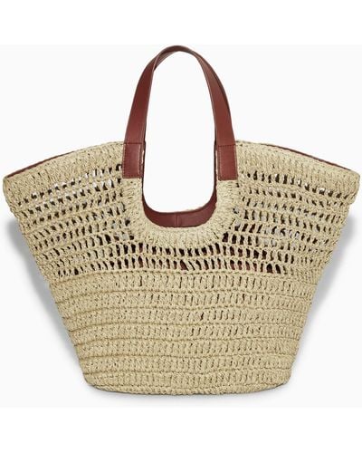 COS Leather-trimmed Basket Bag - Natural