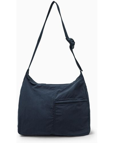COS Slouchy Nylon Messenger Bag - Blue