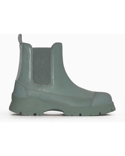 COS Rubber-trimmed Leather Chelsea Boots - Green