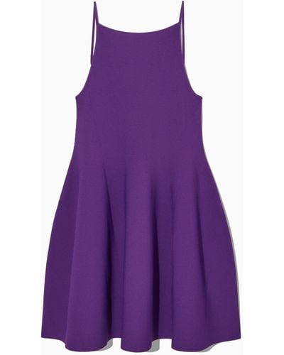 COS Square-neck Knitted Mini Dress - Purple