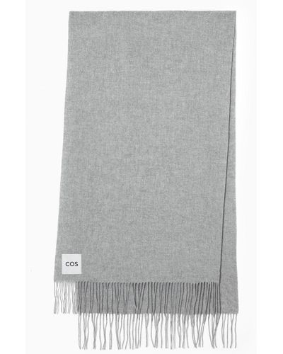 COS Fringed Pure Wool Scarf - Gray