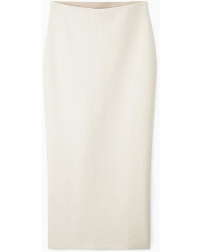 COS Double-faced Wool Column Maxi Skirt - White