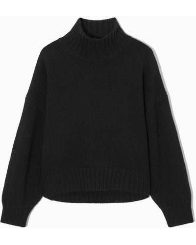 COS Chunky Pure Cashmere Turtleneck Sweater - Black