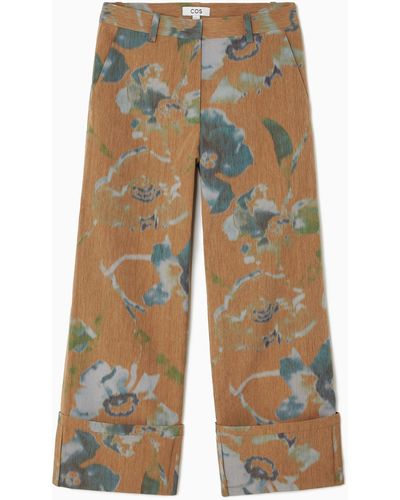 COS Floral-print Turn-up Trousers - Natural