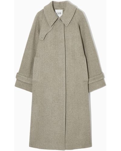 COS Oversized Rounded Wool Coat - Natural
