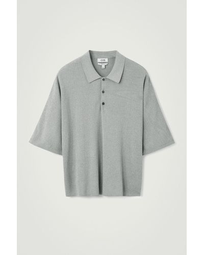 COS Oversized Ribbed-knit Polo Shirt - Grey