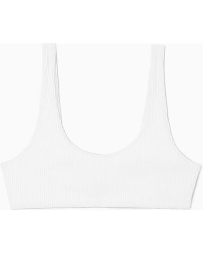COS Scoop-neck Ribbed Bikini Top - White