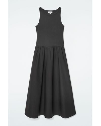 COS Contrast-panel Maxi Dress - Black
