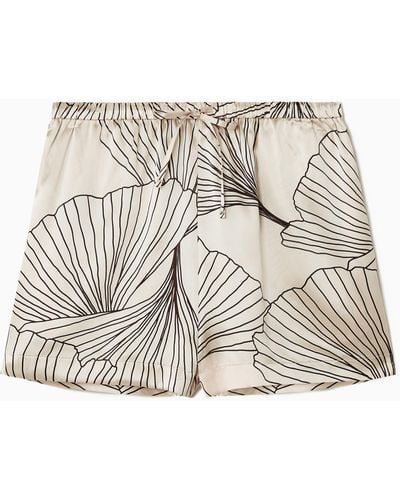COS Floral-print Silk Shorts - Natural