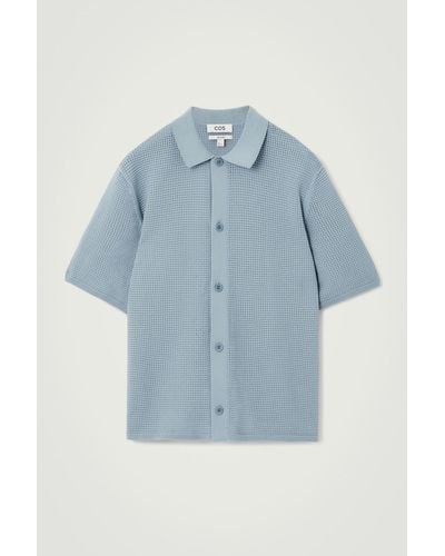 COS Open-knit Short-sleeve Shirt - Blue
