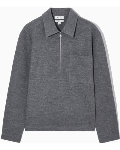 COS Half-zip Wool-blend Jumper - Grey
