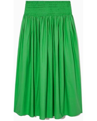 COS Smocked Midi Skirt - Green