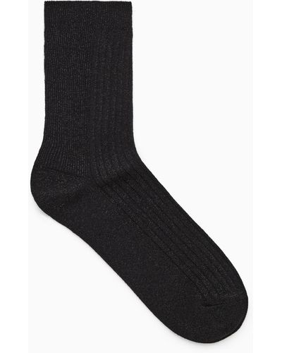 COS Ribbed Lurex Socks - Black