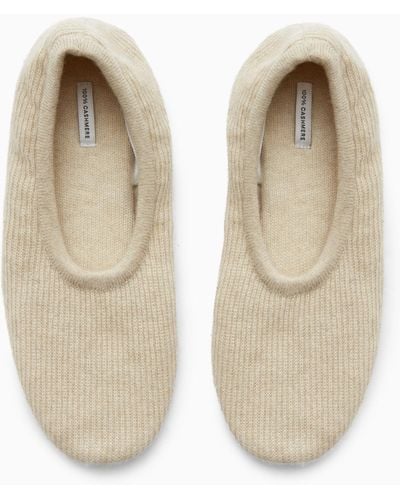 COS Ribbed Cashmere Slippers - Natural
