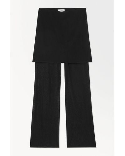 COS The Layered Silk-blend Trousers - Black