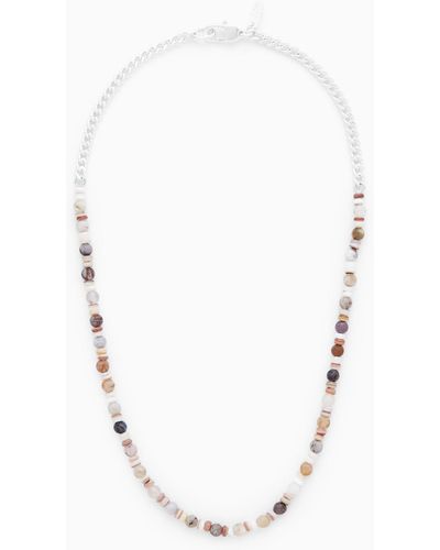 COS Semi-precious Stone And Shell Necklace - White