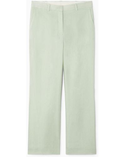 COS Linen-blend Flared Pants - Green