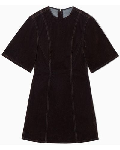 COS Paneled Denim Mini Dress - Black