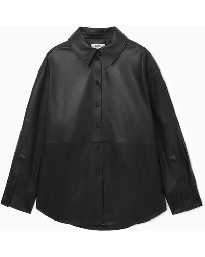 COS Oversized Leather Shirt - Black