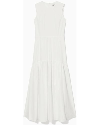 COS Open-back Tiered Dress - White